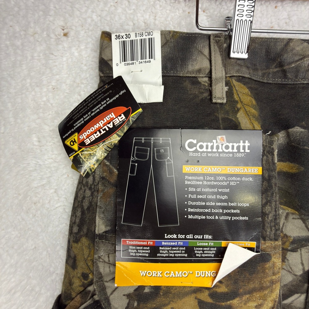 Carhartt Work Camo Dungaree Fit Pants Mens 36x30 B158 CMO Camo NWT Hardwoods